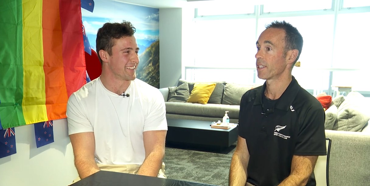 Connor Bell with HPSNZ performance nutritionist Jeff Rothschild