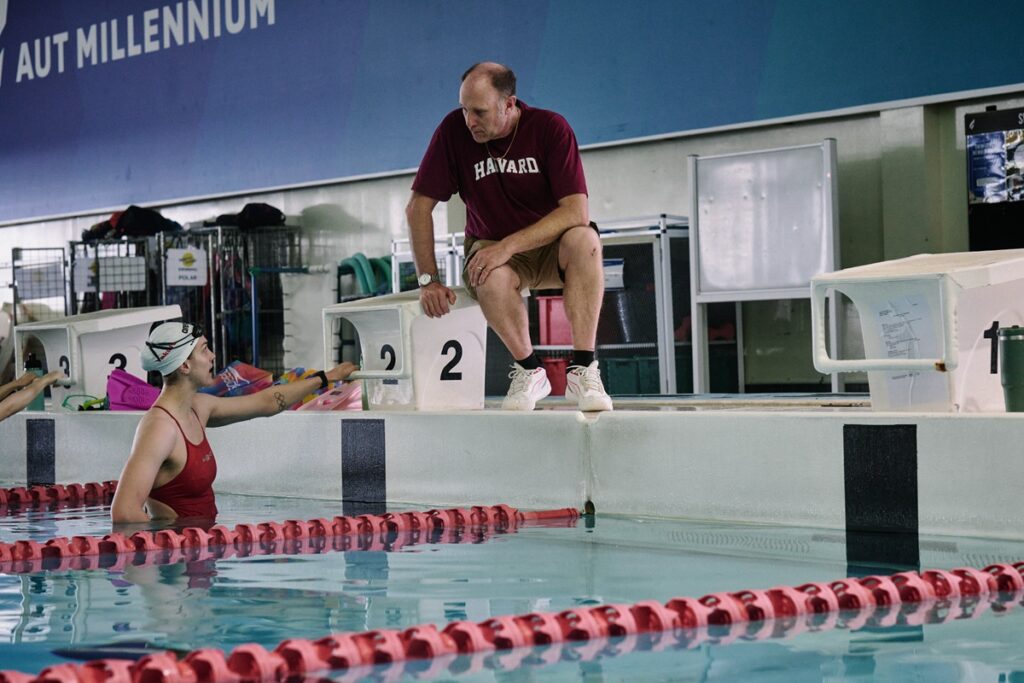 Coaching coaching from the poolside