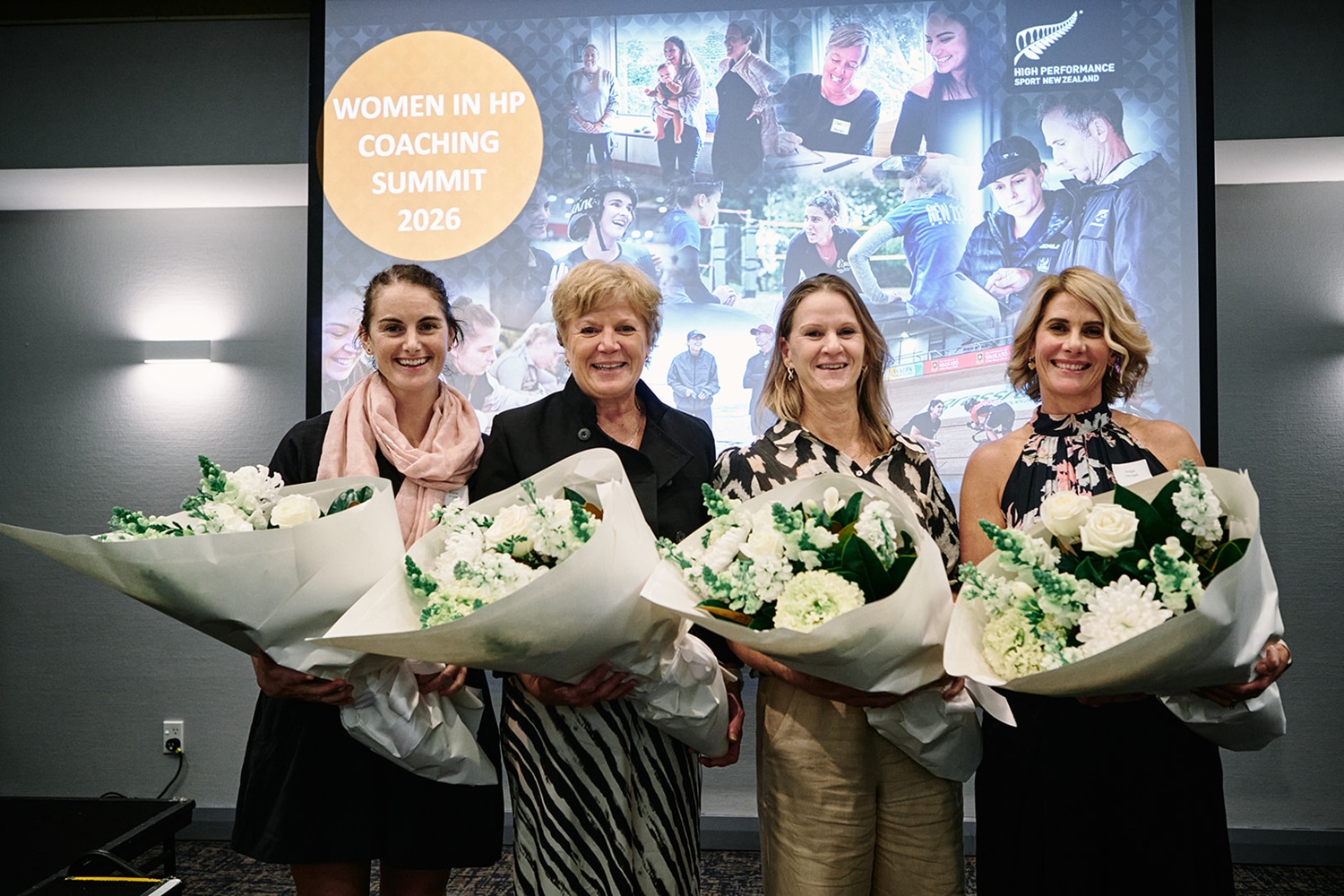 Four of New Zealand’s women Olympic and Paralympic coaches – (from left) Elyse Fraser, Raylene Bates, Kirsten Hellier, Angie Dougal