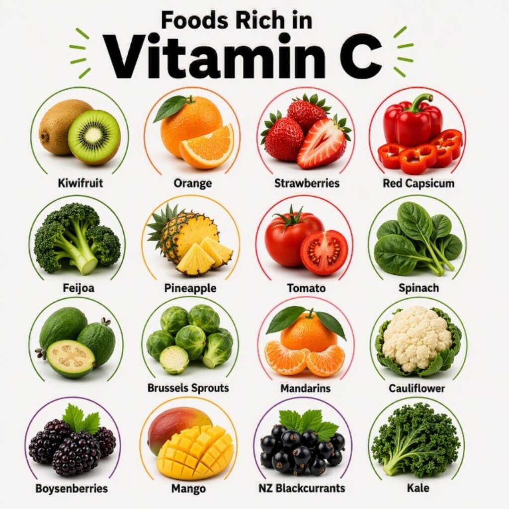 Vitamin C fruit in a table