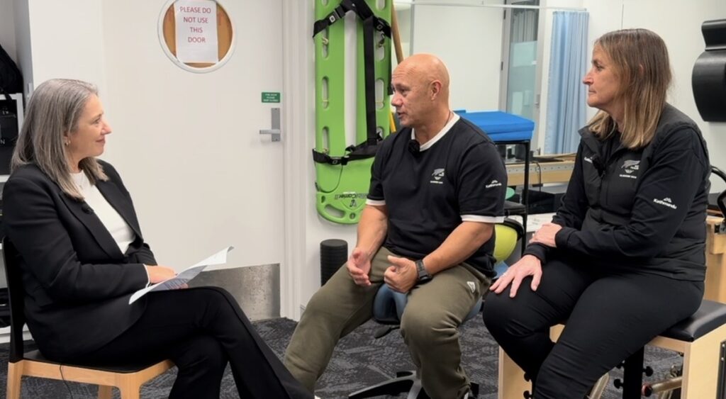 Jordan Salesa, Head of Performance Therapy, and Jane Probert, Performance Health Nurse, share their insights in an interview with Sport NZ’s Group Media Manager, Michelle Pickles.